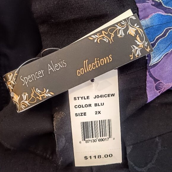 Vintage Spencer Alexis Blue Purple Floral Silk Kimono NWT - Picture 8 of 8